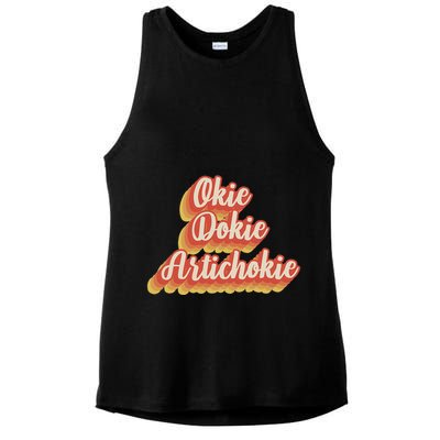Retro Okie Dokie Artichokie Ladies PosiCharge Tri-Blend Wicking Tank