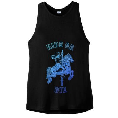 Ride Or Die Funny Vintage Carousel Horse Funny Gift Ladies PosiCharge Tri-Blend Wicking Tank