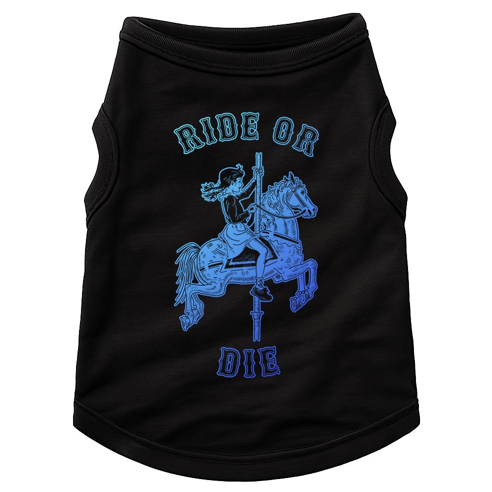 Ride Or Die Funny Vintage Carousel Horse Funny Gift Doggie Tank