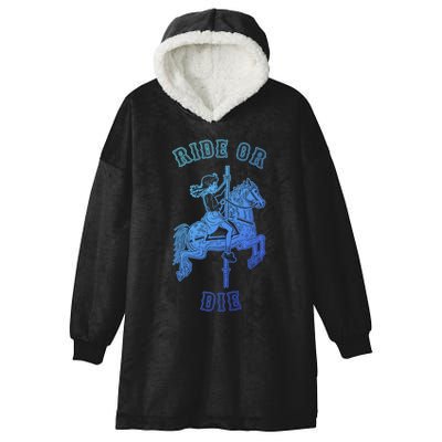 Ride Or Die Funny Vintage Carousel Horse Funny Gift Hooded Wearable Blanket