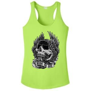 Ride Or Die Biker Skull And Winged Wheel Ladies PosiCharge Competitor Racerback Tank