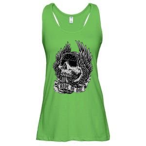 Ride Or Die Biker Skull And Winged Wheel Ladies Essential Flowy Tank