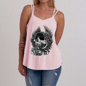 Ride Or Die Biker Skull And Winged Wheel Women's Strappy Tank