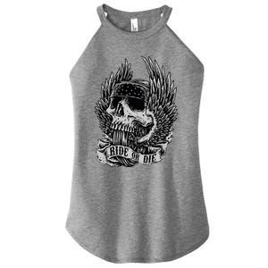 Ride Or Die Biker Skull And Winged Wheel Women's Perfect Tri Rocker Tank