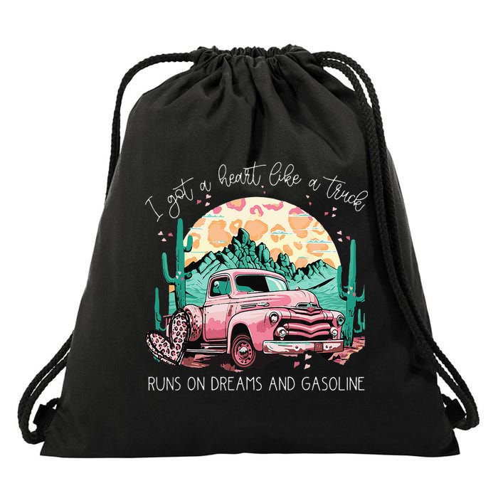 Runs On Dreams And Gasoline I Got A Heart Like A Truck Drawstring Bag