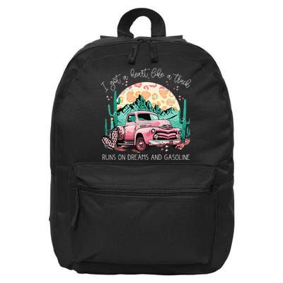 Runs On Dreams And Gasoline I Got A Heart Like A Truck 16 in Basic Backpack