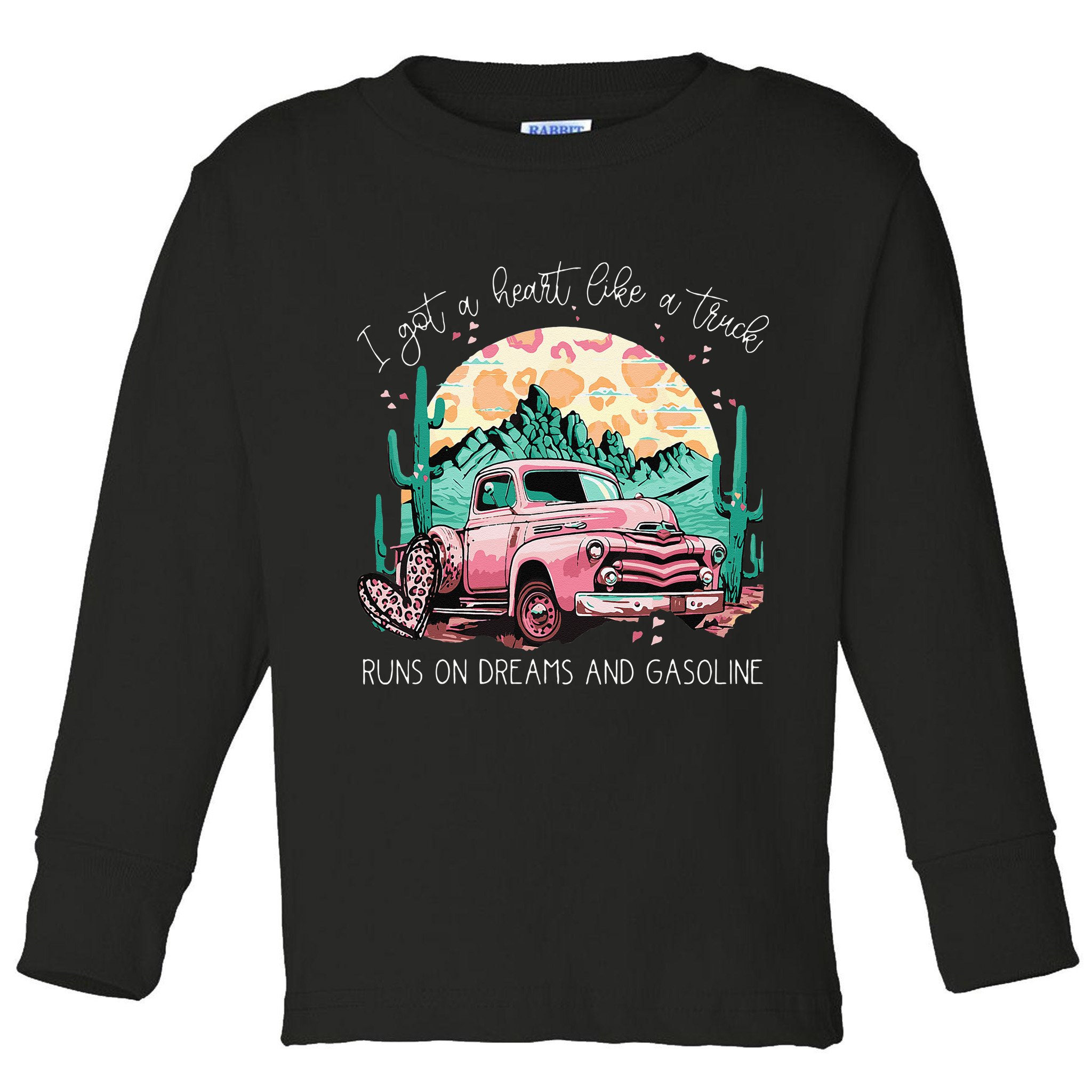 Runs On Dreams And Gasoline I Got A Heart Like A Truck Toddler Long Sleeve Shirt