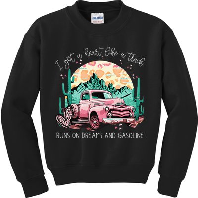 Runs On Dreams And Gasoline I Got A Heart Like A Truck Kids Sweatshirt