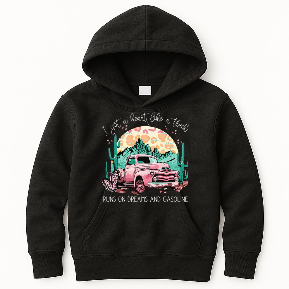Runs On Dreams And Gasoline I Got A Heart Like A Truck Kids Hoodie