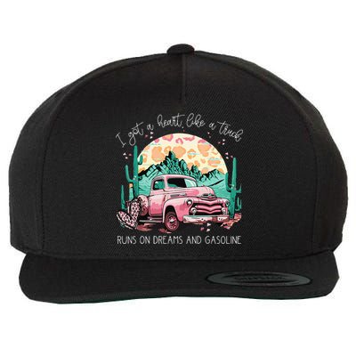 Runs On Dreams And Gasoline I Got A Heart Like A Truck Wool Snapback Cap