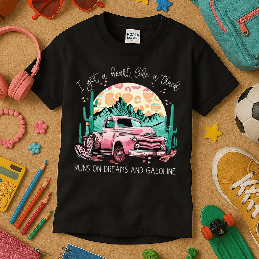 Runs On Dreams And Gasoline I Got A Heart Like A Truck Kids T-Shirt
