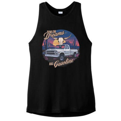 Runs On Dreams And Gasoline Ladies PosiCharge Tri-Blend Wicking Tank