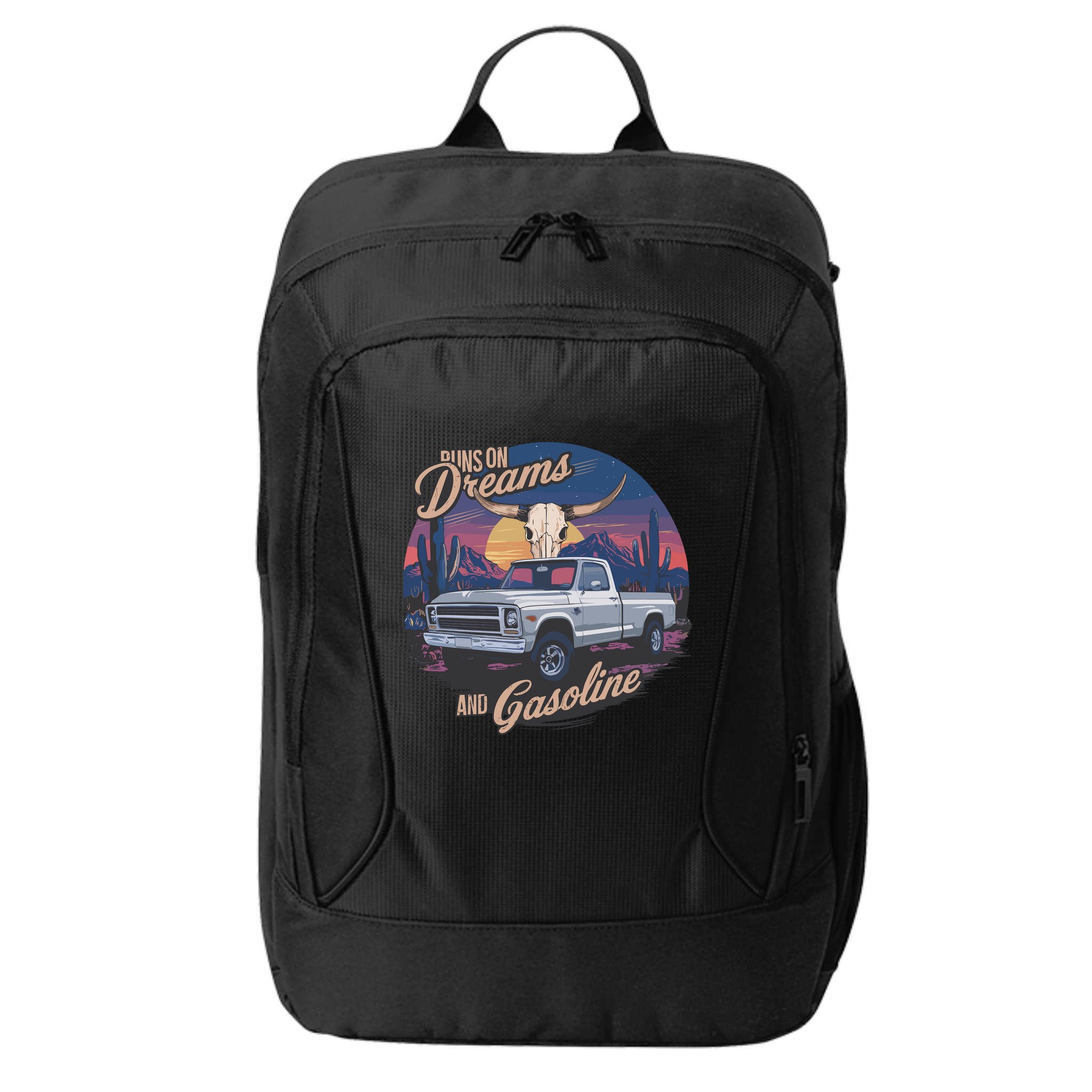 Runs On Dreams And Gasoline City Backpack