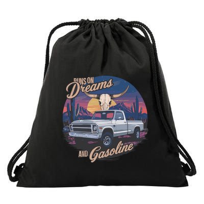 Runs On Dreams And Gasoline Drawstring Bag