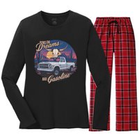 Runs On Dreams And Gasoline Women's Long Sleeve Flannel Pajama Set 