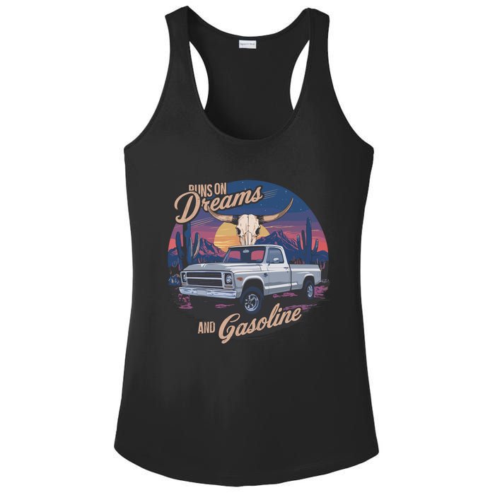 Runs On Dreams And Gasoline Ladies PosiCharge Competitor Racerback Tank