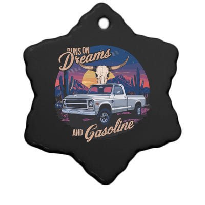 Runs On Dreams And Gasoline Ceramic Star Ornament