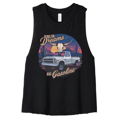 Runs On Dreams And Gasoline Women's Racerback Cropped Tank