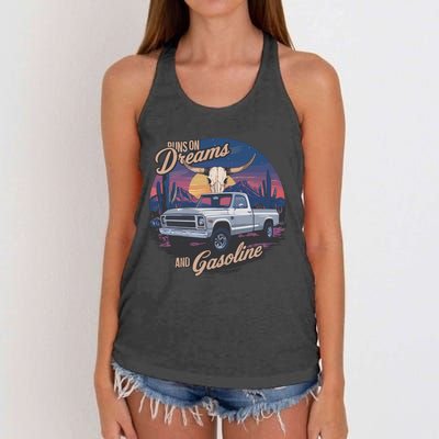 Runs On Dreams And Gasoline Women's Knotted Racerback Tank