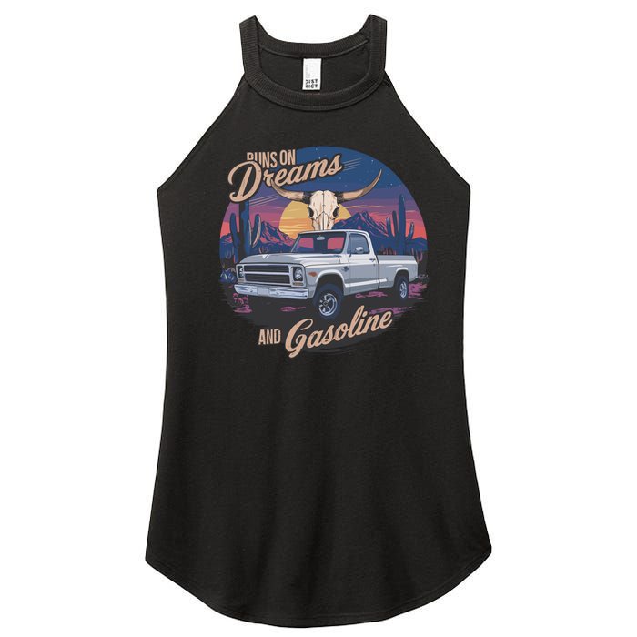 Runs On Dreams And Gasoline Women's Perfect Tri Rocker Tank