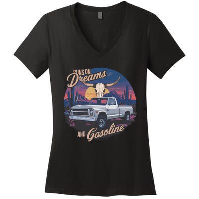 Runs On Dreams And Gasoline Women's V-Neck T-Shirt