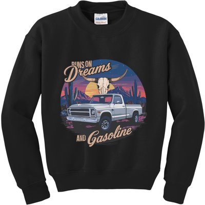 Runs On Dreams And Gasoline Kids Sweatshirt