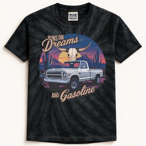 Runs On Dreams And Gasoline Kids Tie-Dye T-Shirt