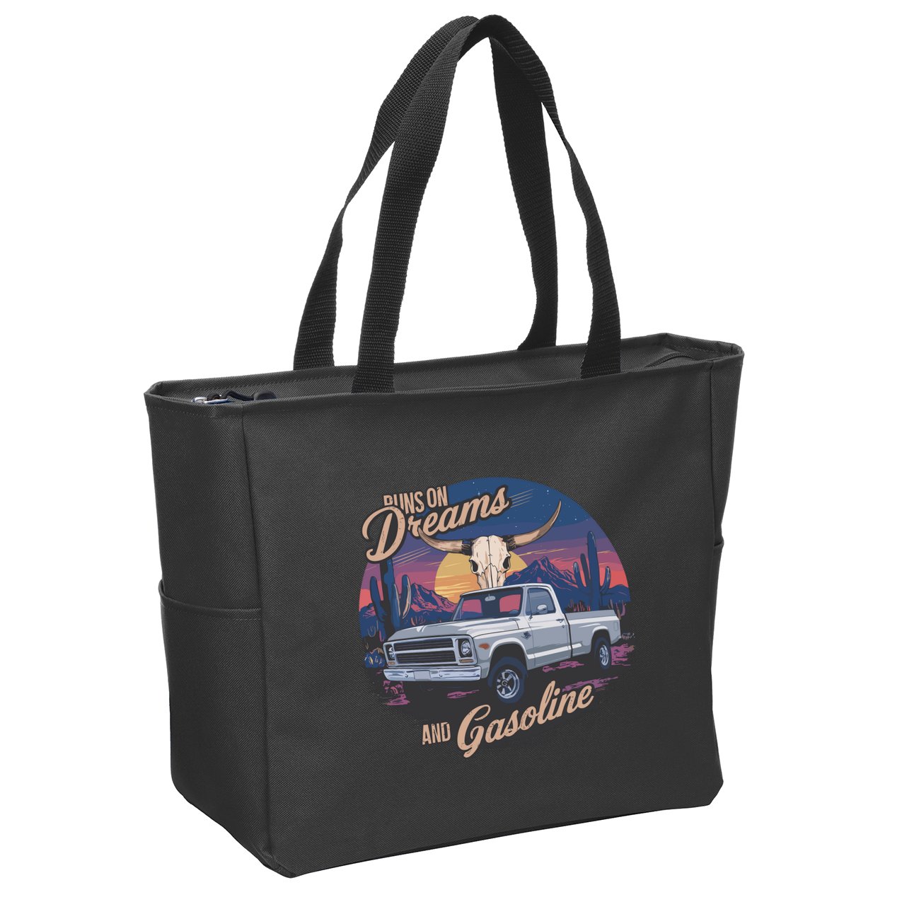 Runs On Dreams And Gasoline Zip Tote Bag