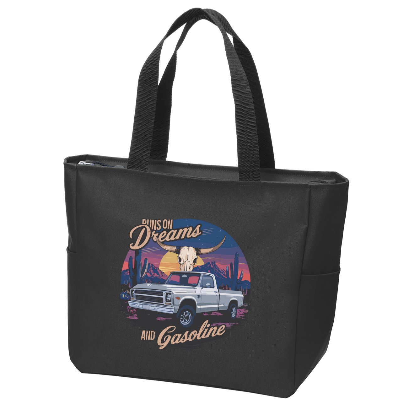 Runs On Dreams And Gasoline Zip Tote Bag