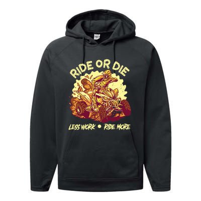 Rides Or Die Less Works Ride More All Terrain Vehicle ATV Premium Performance Fleece Hoodie