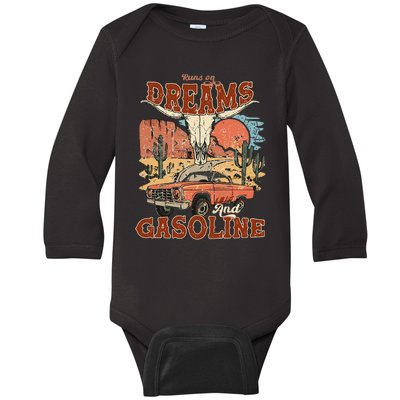 Runs On Dreams And Gasoline I Got A Heart Like A Truck Baby Long Sleeve Bodysuit