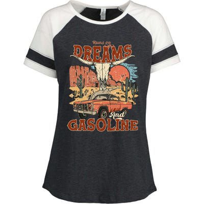 Runs On Dreams And Gasoline I Got A Heart Like A Truck Enza Ladies Jersey Colorblock Tee