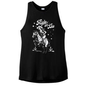 Ride Or Die Cowboy Ladies PosiCharge Tri-Blend Wicking Tank