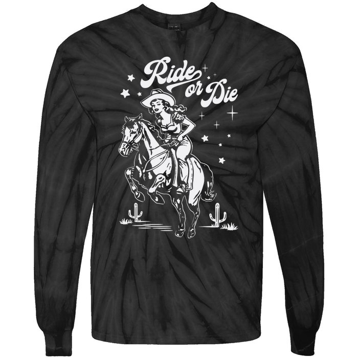 Ride Or Die Cowboy Tie-Dye Long Sleeve Shirt