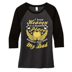 Remembrance Of Dad Memory Of My Father In Heaven Angel Wings Women's Tri-Blend 3/4-Sleeve Raglan Shirt