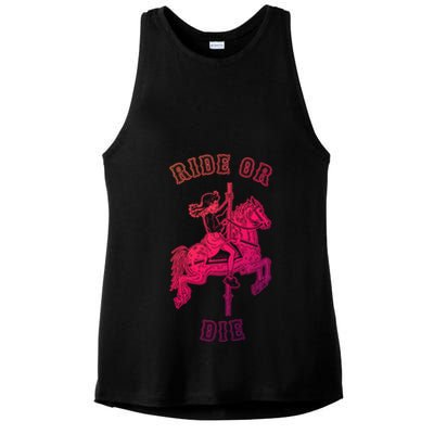 Ride Or Die Funny Vintage Carousel Horse Funny Gift Ladies PosiCharge Tri-Blend Wicking Tank