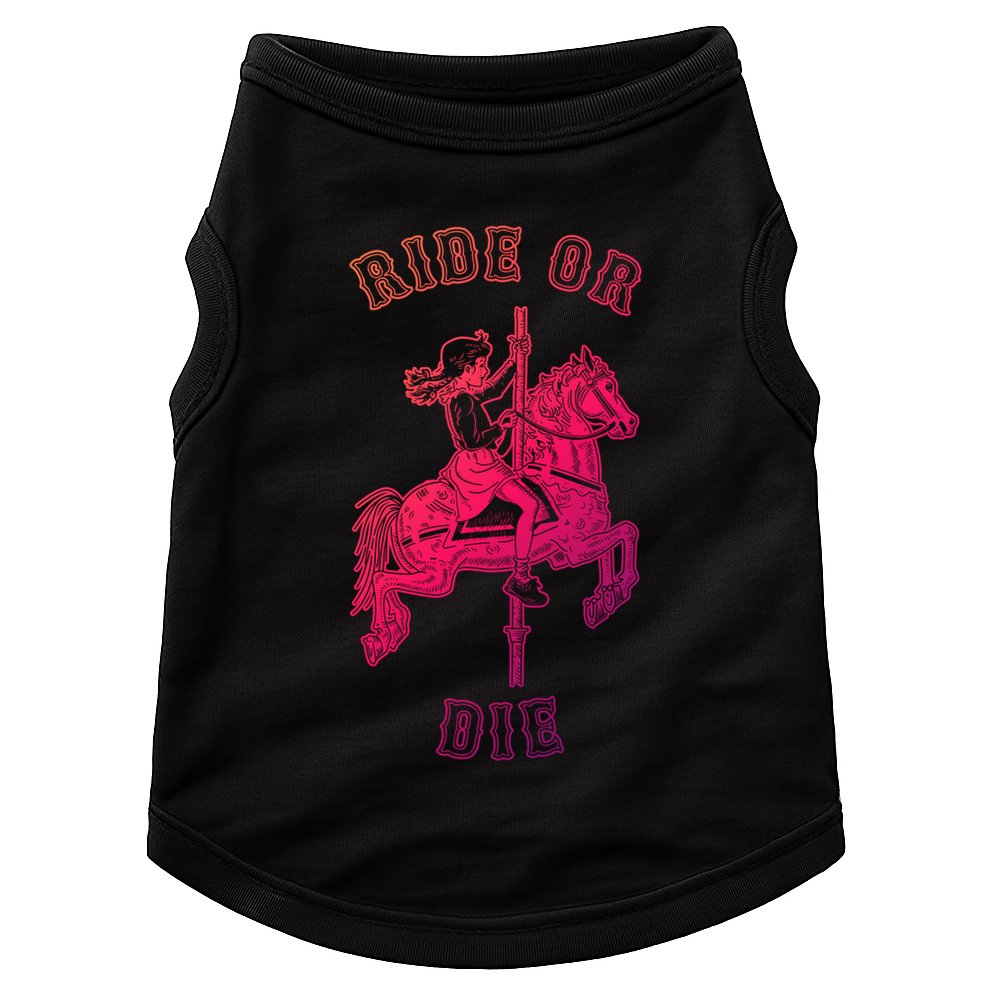 Ride Or Die Funny Vintage Carousel Horse Funny Gift Doggie Tank