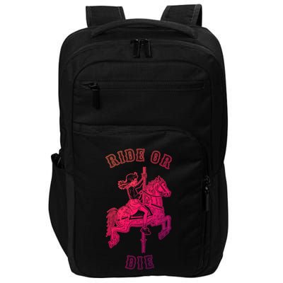 Ride Or Die Funny Vintage Carousel Horse Funny Gift Impact Tech Backpack