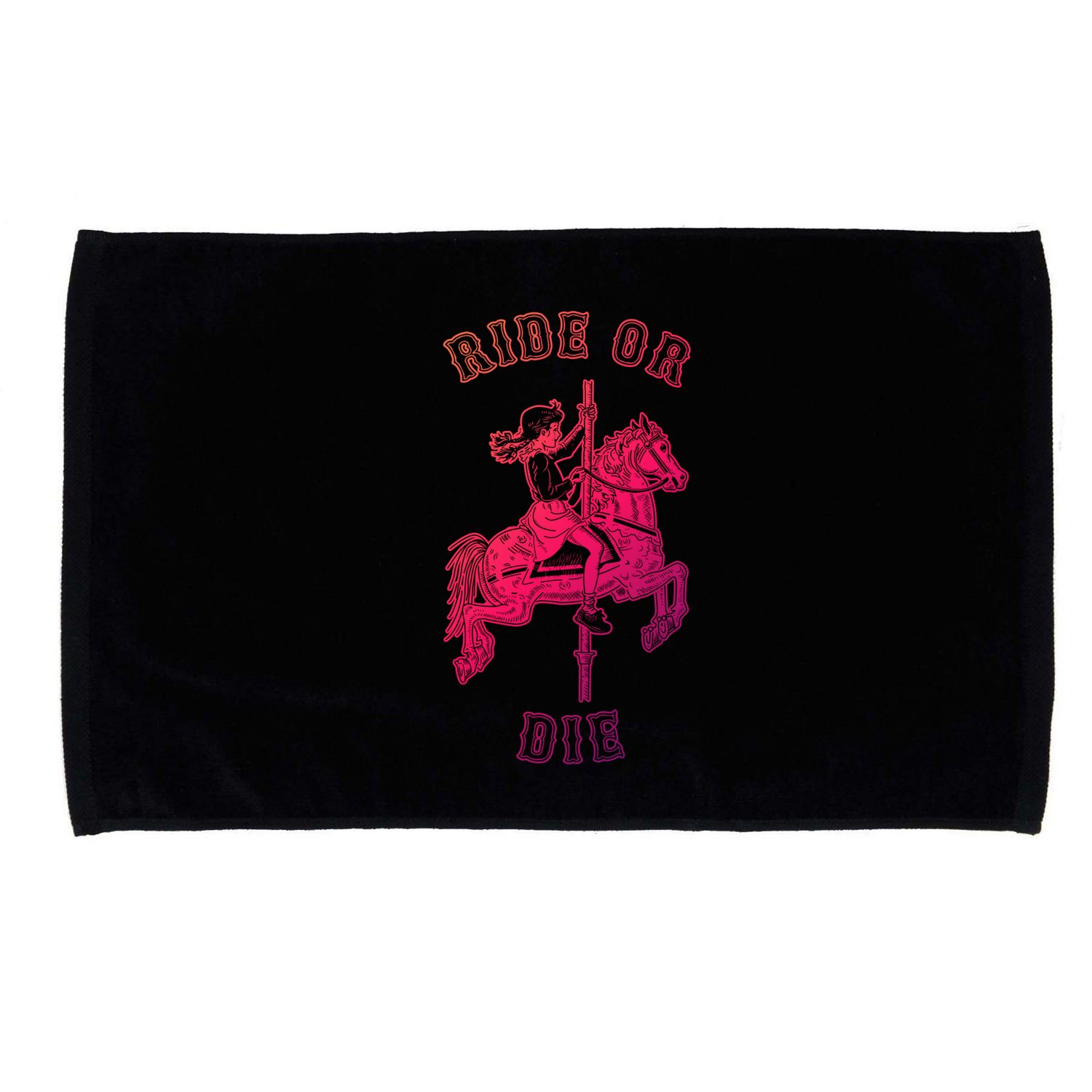 Ride Or Die Funny Vintage Carousel Horse Funny Gift Microfiber Hand Towel