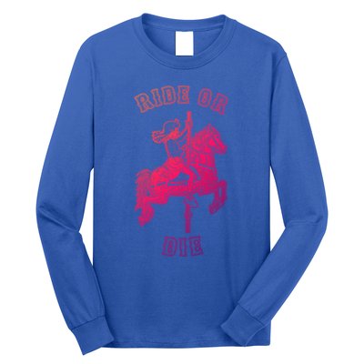 Ride Or Die Funny Vintage Carousel Horse Funny Gift Long Sleeve Shirt