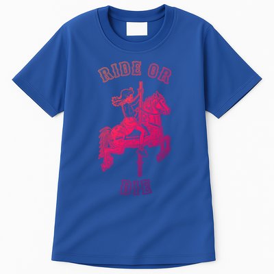 Ride Or Die Funny Vintage Carousel Horse Funny Gift Tall T-Shirt