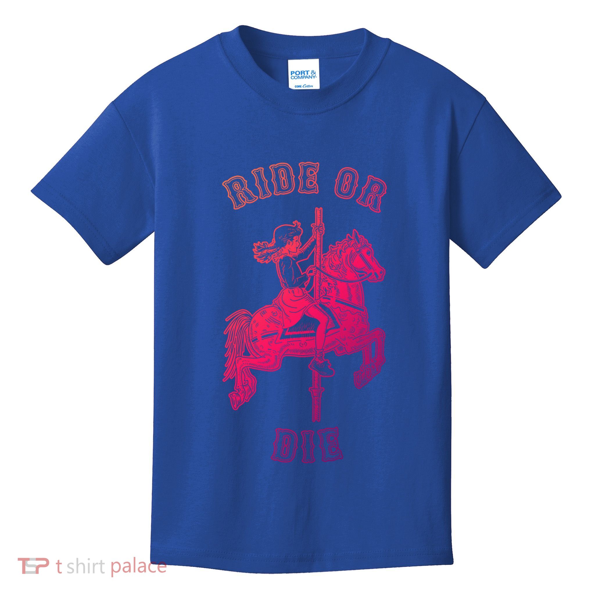 Ride Or Die Funny Vintage Carousel Horse Funny Gift Kids T-Shirt