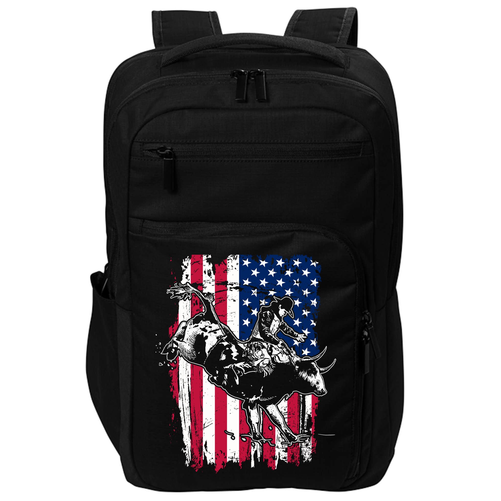 Rodeo Bull Rider American Flag Impact Tech Backpack