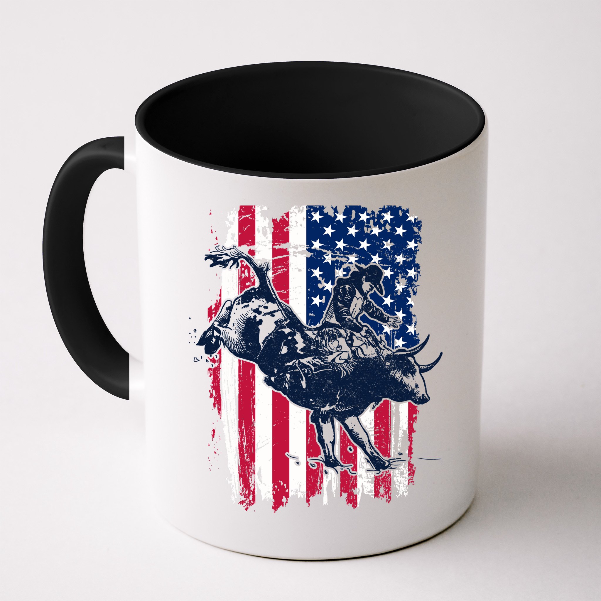 Rodeo Bull Rider American Flag Mug
