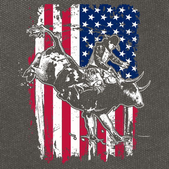 Rodeo Bull Rider American Flag Cotton Canvas Backpack