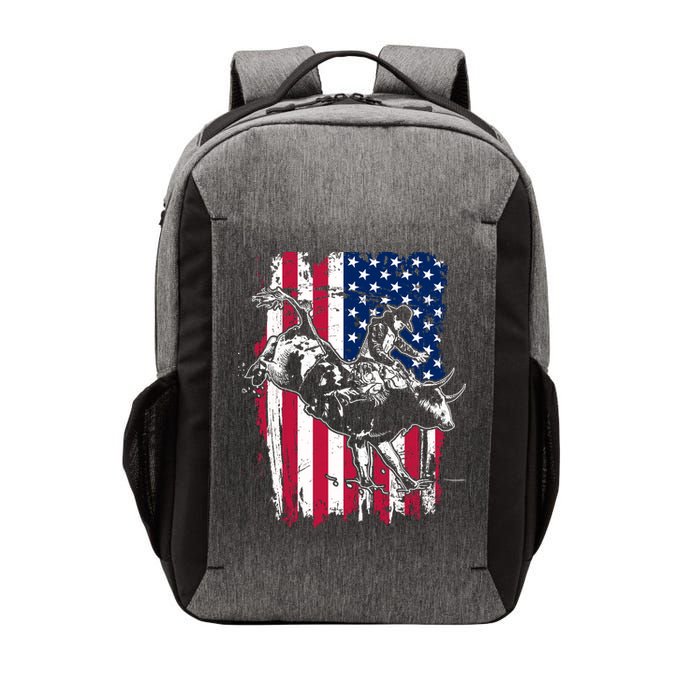 Rodeo Bull Rider American Flag Vector Backpack