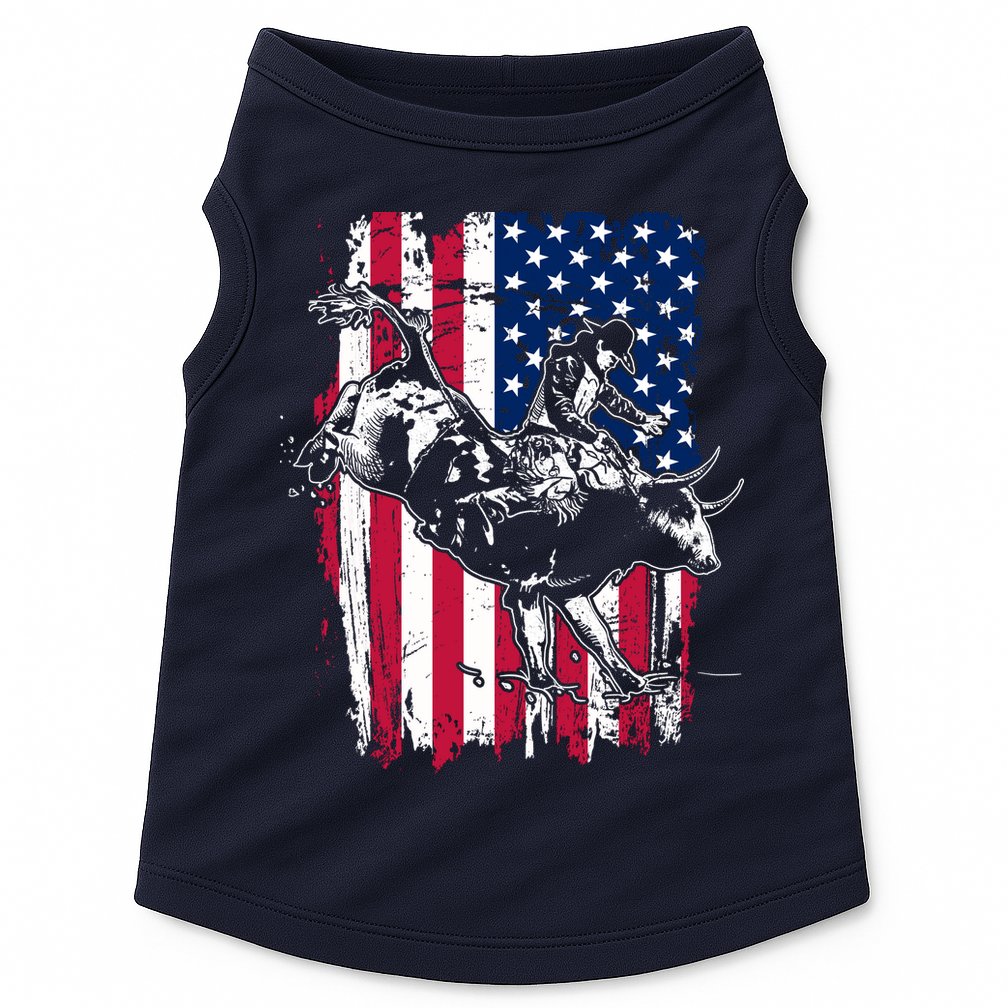 Rodeo Bull Rider American Flag Doggie Tank