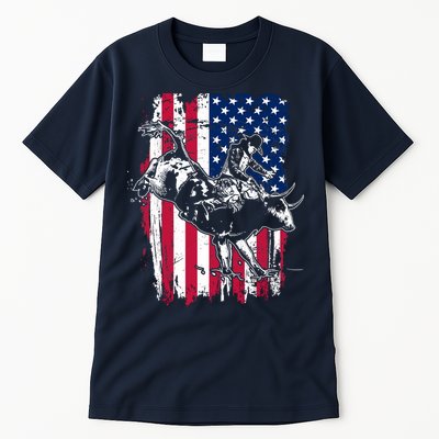 Rodeo Bull Rider American Flag Tall T-Shirt