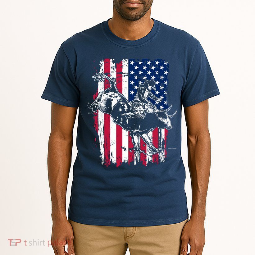 Rodeo Bull Rider American Flag Tall T-Shirt