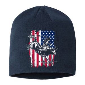 Rodeo Bull Rider American Flag Sustainable Beanie